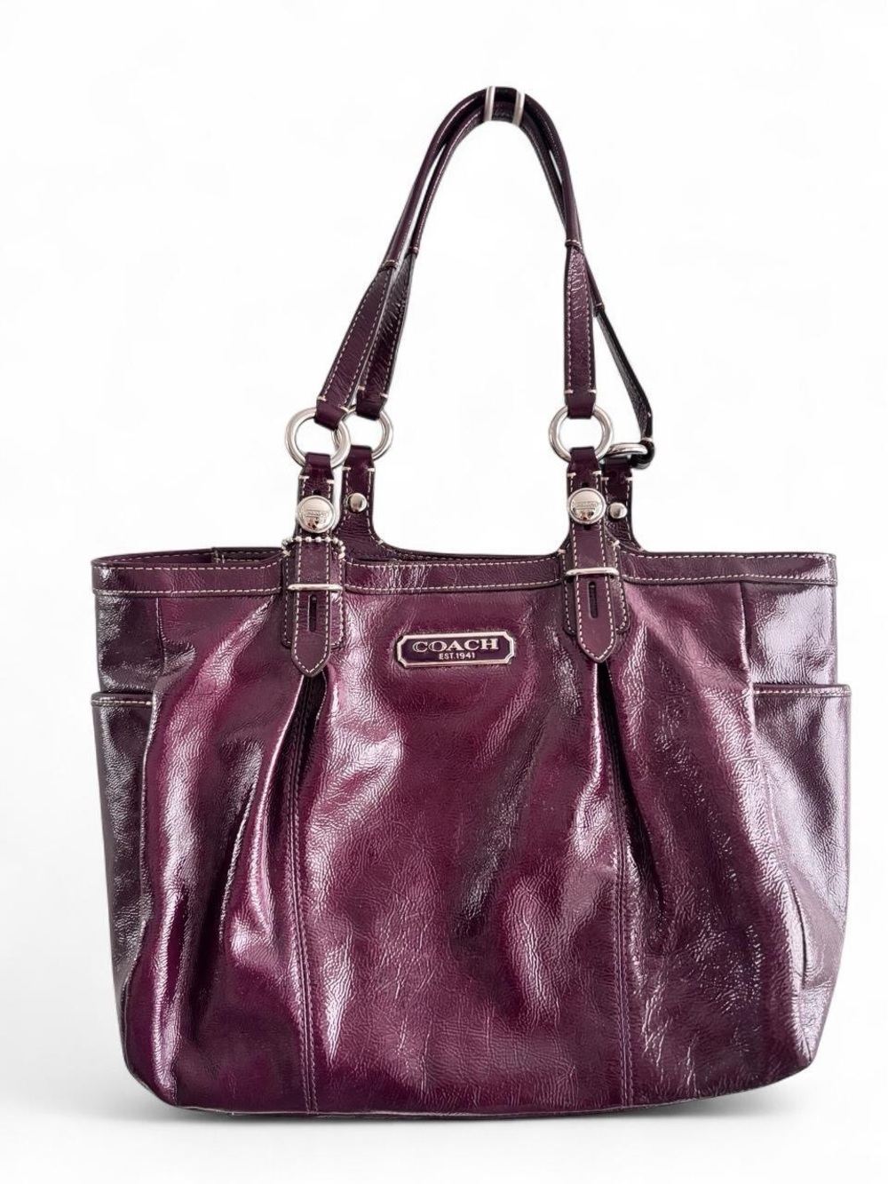 Coach Bag Medium Size Purse Bag Satchel Purple/Plum  F1049-F15253